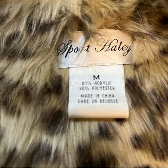 Sport Haley Faux Suede Leopard Print Vest Medium – Faux Fur Lined, Front Pockets - Picture 13 of 16